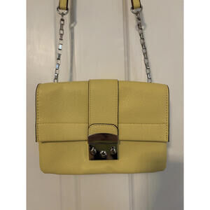 NEW Tahari Yellow Women's Leather Shoulder Bag w Chain Strap